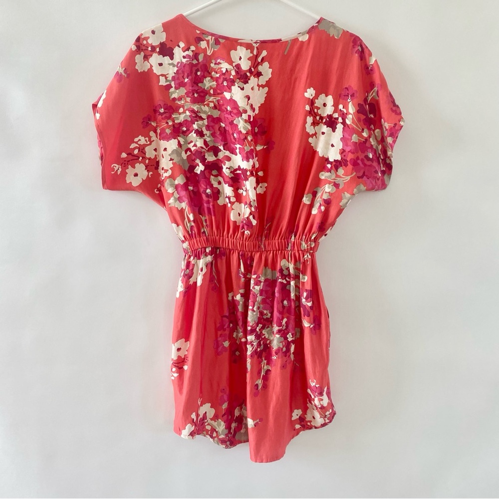 Express Floral Mini Skater Dress with Pockets Orange Pink White Multicolor XS - Picture 3 of 14